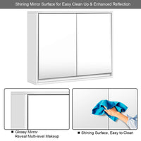 Bathroom Medicine Cabinet with Double Mirrored Doors for Bathroom