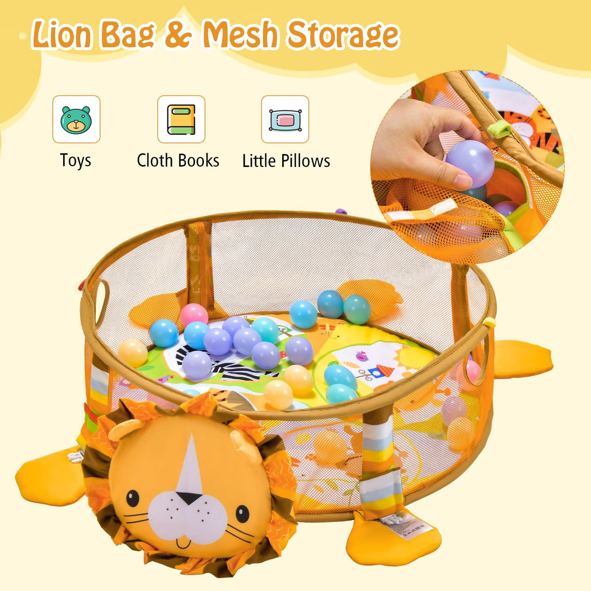 Baby Play Gym, 4-in-1 Baby Play Center for Newborn & Infants w/Soft Padding Mat & Arch Design