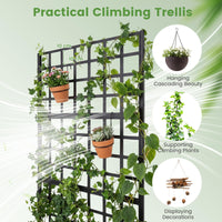 Metal Raised Garden Bed with Trellis, 90 x 40 x 180 cm Galvanized Planter Box