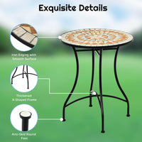 3 Piece Patio Bistro Set, Mosaic Pattern Metal Dining Set