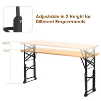 Patio Folding Picnic Table, Outdoor Large Beer Table with Adjustable Heights