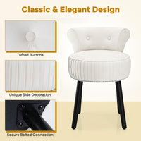 Velvet Vanity Chair with Tufted Low Back and Solid Wood Legs