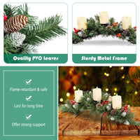 Artificial Christmas Tabletop Centerpiece with 3 Candle Holders