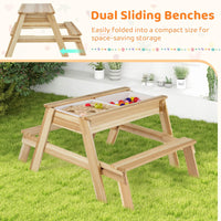 Kids Picnic Table, 4 in 1 Wooden Table & Bench Set with Removable Top & 2 Storage Boxes