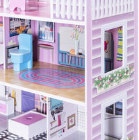 Pretend Play Kids Doll’s House w/3 Floors & 5 Rooms, Princess Mini Toy House Furniture Playset