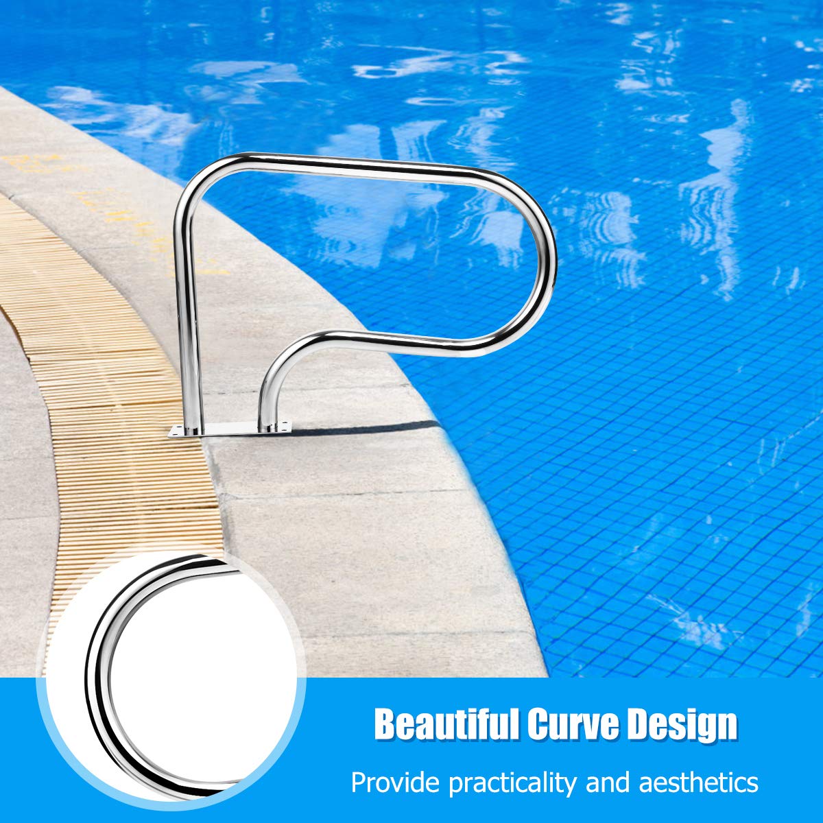 83 × 57 cm 304 Stainless Steel Swimming Pool Hand Rail