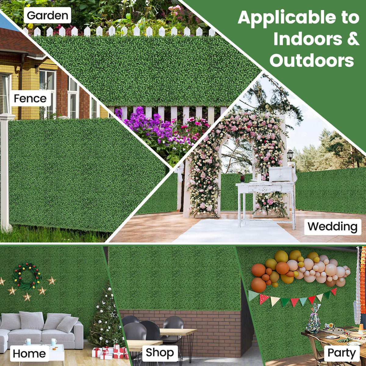 12 Pieces 50 x 50 cm Artificial Grass Wall Panels