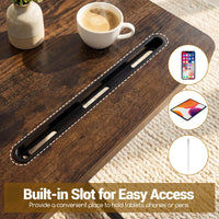 Mobile Side Table Rolling Laptop Desk Cart with Tablet Slot Over Bed Table with Wheels