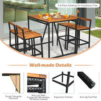5-Piece Outdoor Acacia Wood and PE Rattan Bar Set