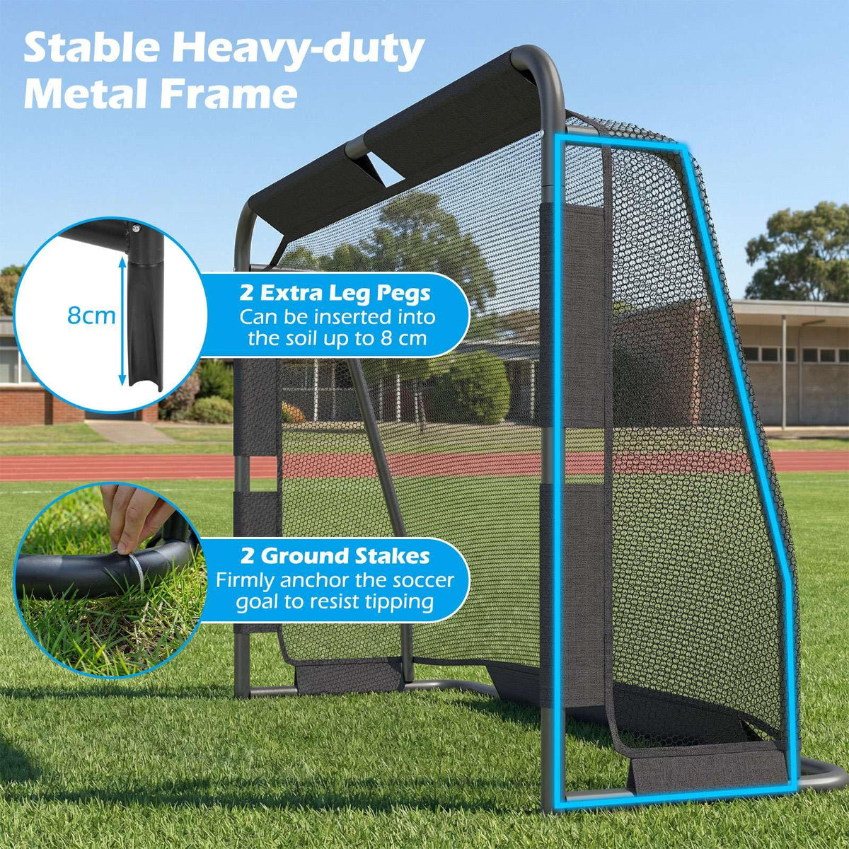 Soccer Goal Set for Backyard 182 cm x 120 cm Metal Frame Goal Post with Net & Anchoring System