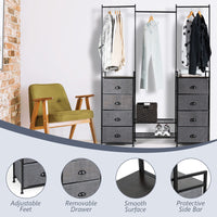 Giantex Dresser Clothing Rack, 3 in 1 Portable Closet Organizers and Storage with Metal Clothes Rails, Open Dresser Wardrobe