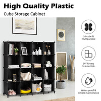 Modular Cube Cabinet, 16 Cubes Plastic Storage Organiser Units