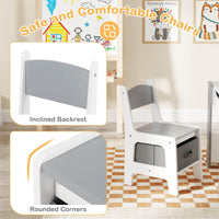 4-in-1 Kids Wooden Activity Table with Reversible Blackboard and Bookshelves