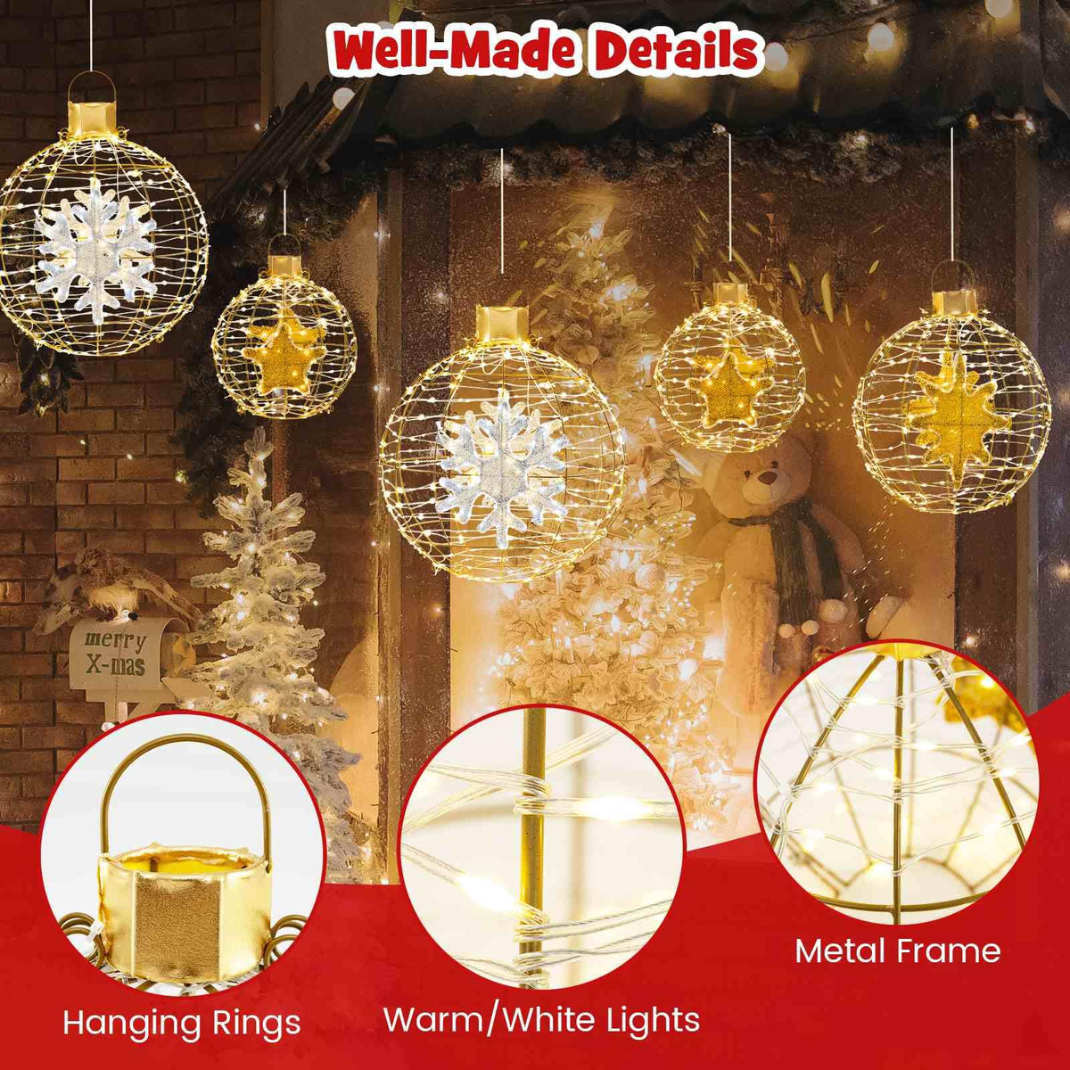 3 Piece Pre-Lit Lantern Balls with 732 Bright LED Lights