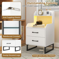 Modern Bedside Table with Built-in Charging Station and LED Lights