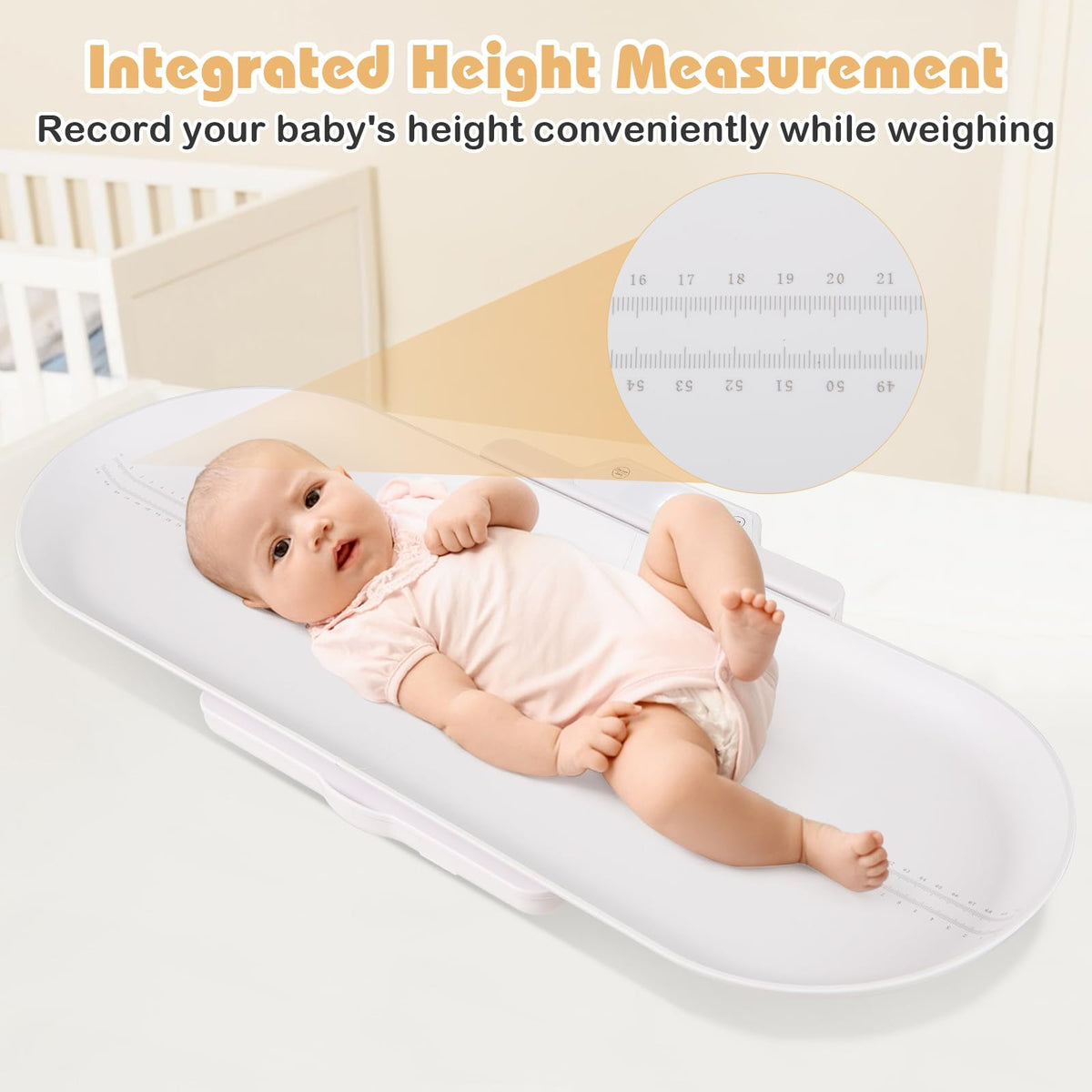 Infant Scale w/Detachable Tray for Body Weight & Height Measurement, Weight Scale w/APP Control