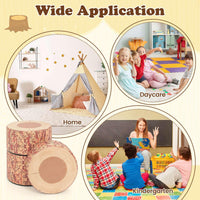 3-Piece Kids Floor Cushions with Wood Printing Nature Decoration