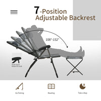 4PCS Patio Dining Chairs & Ottoman, Folding Recliner Chair W/ 7-Position Adjustable Backrest