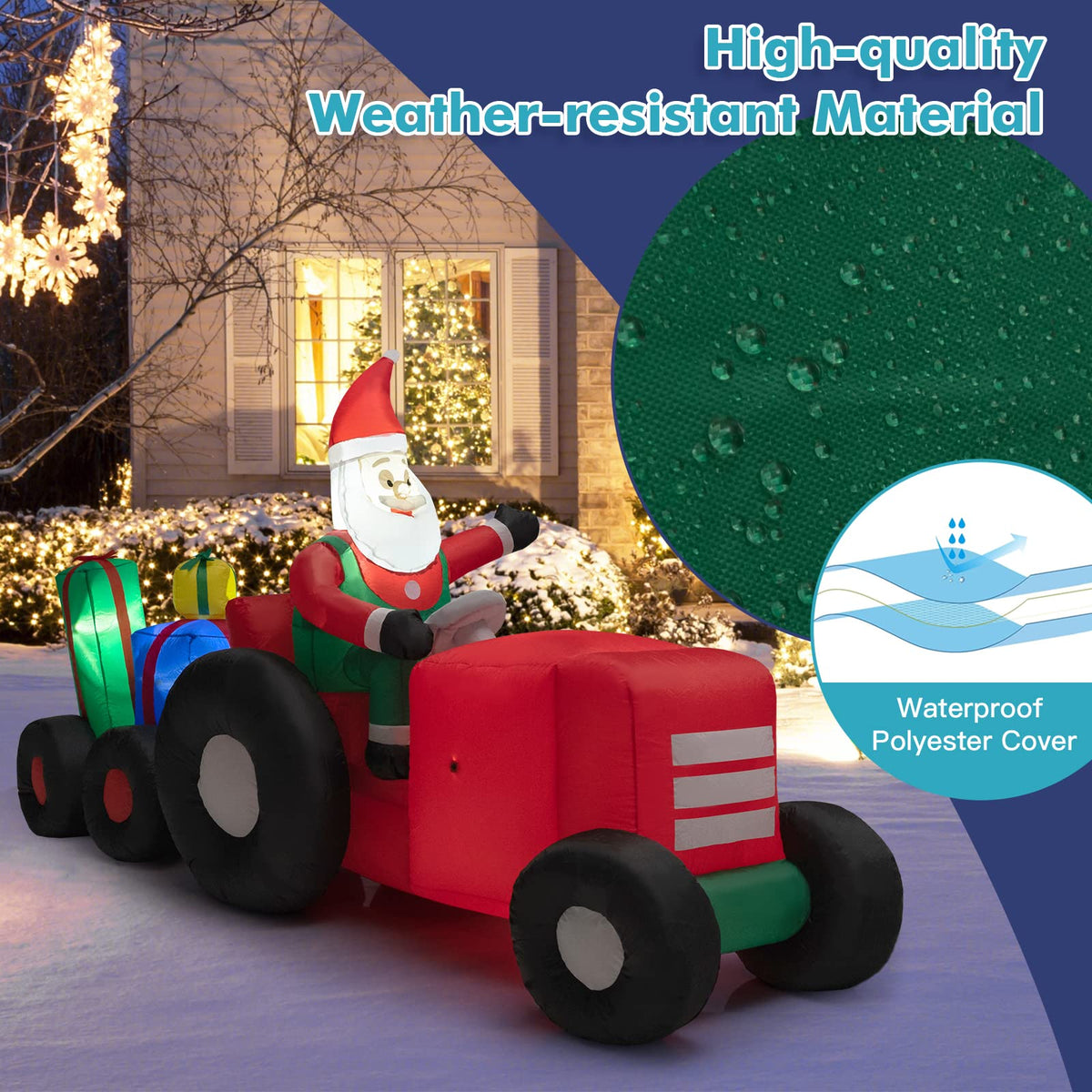 270CM Christmas Inflatable Truck with Santa Claus & Gifts