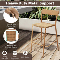 Patio Barstools Set of 2, Outdoor Bar Height Chairs