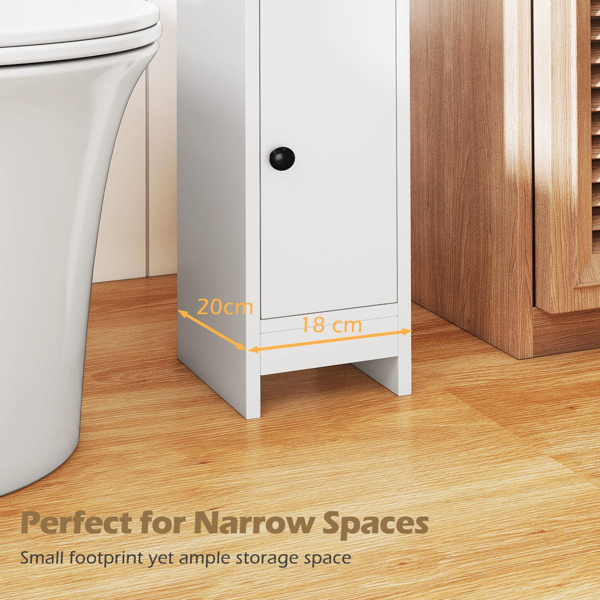 Giantex Bathroom Storage Cabinet, Slim Corner Floor Standing Cabinet with Adjustable Shelf