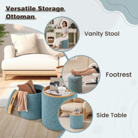 Giantex Round Ottoman Set of 2, Upholstered Storage Ottoman
