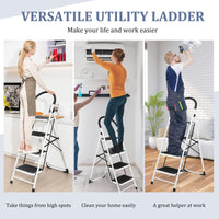 Folding Step Stool Stepladders W/Widen Pedal (4-Step)