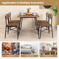 Rectangular Kitchen Table & 4 Chairs for 4 w/Backrest & Metal Legs