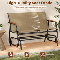 2-Person Outdoor Glider Bench Patio Gliding Loveseat with Breathable Fabric Seat