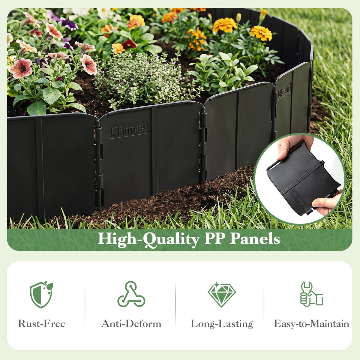 Plastic Garden Edging Kit Interlocking Design for Landscaping and Lawn