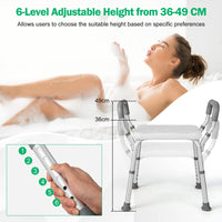 Bath Chair Shower Bench w/Detachable Padded Arms, Anti-Slip Rubber Feet