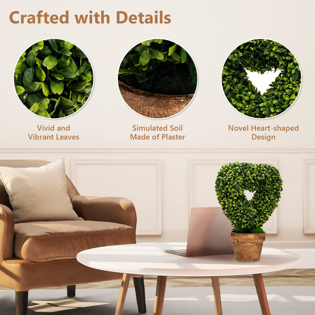 Giantex 4-Set Artificial Plants, Mini Fake Potted Plants, Small Greenery Plants