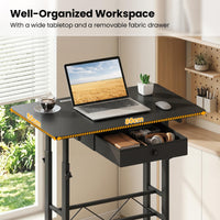 Standing Desk Height Adjustable with Fabric Drawer and Lockable Wheels