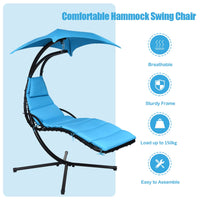 Hanging Lounger Chair with Canopy & Cushion Built-in Pillow