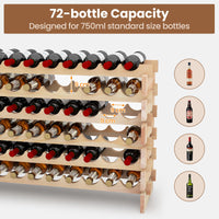Stackable Modular Wine Rack 6-Tier 72 Bottles Wine Bottle Holder