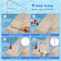 Pool Handrail Stair Rail with Mount Base Plate for Water Parks