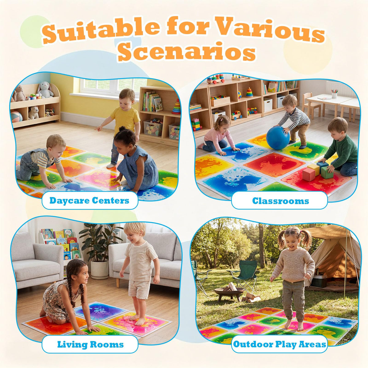 4/9-Pack 30 x 30 CM Square Liquid Puzzle Pads for Kids