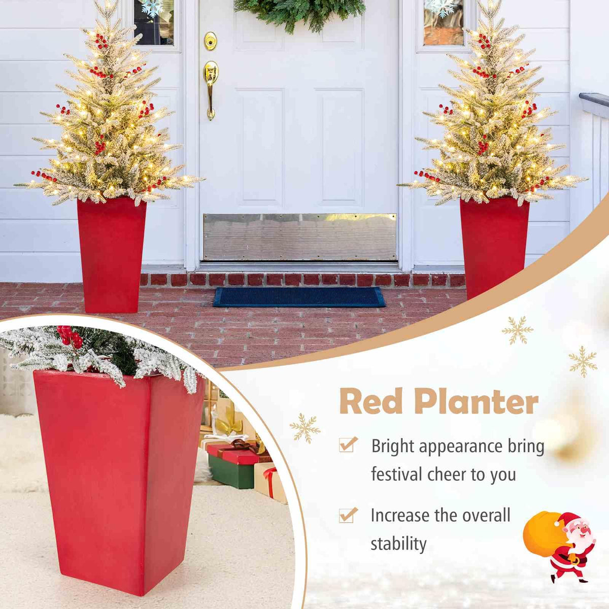 122 CM Pre-lit Artificial Entrance Christmas Tree Potted with 313 Branch Tips