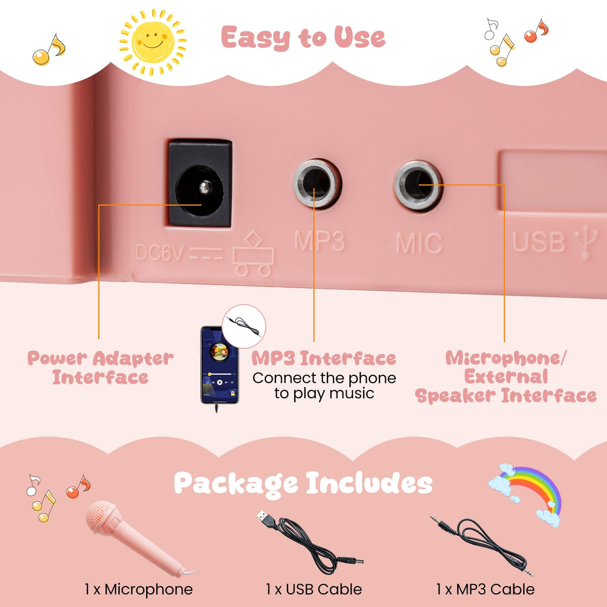 Mini Keyboard Piano for Kids 25 Keys Electric Piano with Stool Music Stand and Microphone