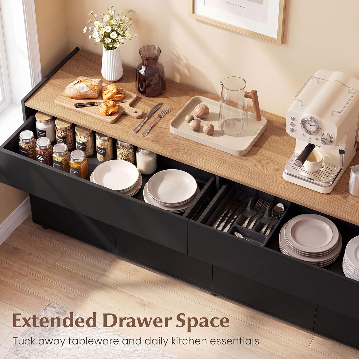 Giantex 160cm Sideboard Buffet Cabinet with Storage