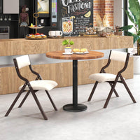 Giantex Folding Dining Chair Set of 2, Wooden Upholstered Dining Chairs