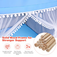 Kids Play Tent, Children Play House w/Solid Wood Frame & Cotton Mat