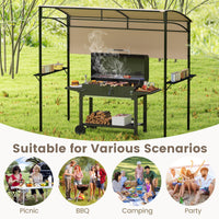 Patio Barbecue Canopy with Serving Shelf and Storage Hooks for Garden