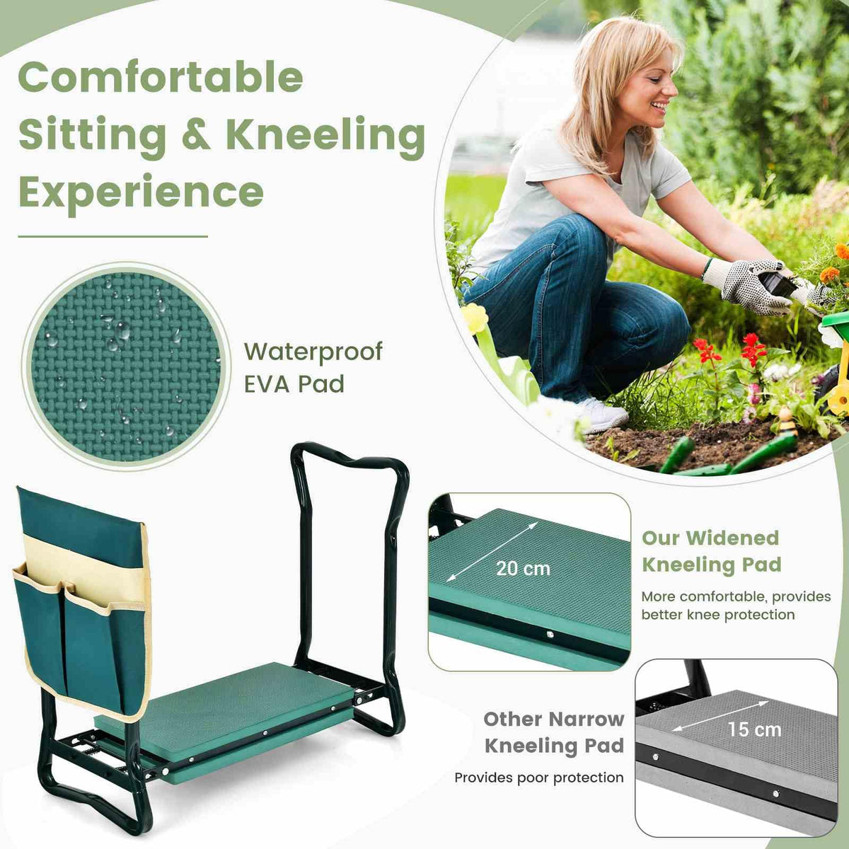 2-in-1 Portable & Foldable Kneeler & Seat Heavy-Duty Garden Tool for Seniors