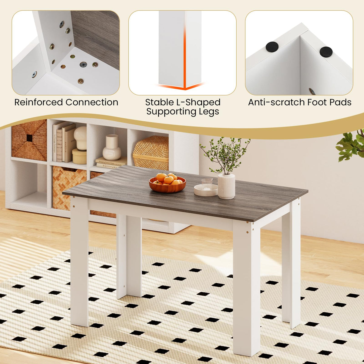 Giantex 120 CM Dining Table for 4-6, Wooden Rectangular Table