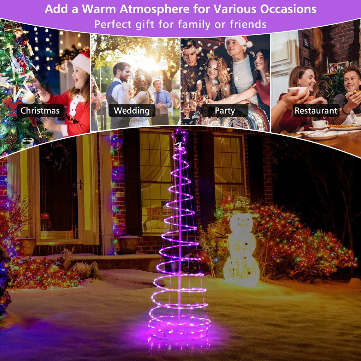 1.83M Spiral Christmas Tree with 135 LED Lights & APP Control