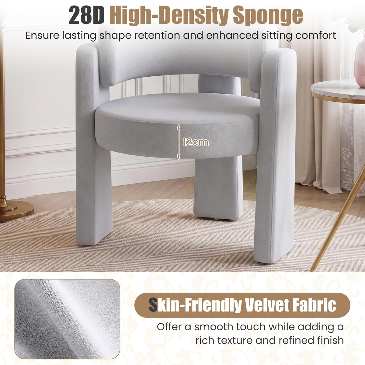 Giantex Modern Velvet Barrel Accent Chair, Comfy Upholstered Armchair