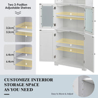 Giantex Freestanding Bathroom Storage Cabinet, Kitchen Pantry Cupboard with Glass Doors, White