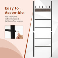 Giantex Wall Leaning Blanket Ladder, 5-Tier Ladder Shelf with 5 Removable Hooks