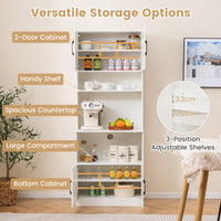 Giantex Pantry Cabinet with Power Outlets, Freestanding Narrow Kitchen Hutch